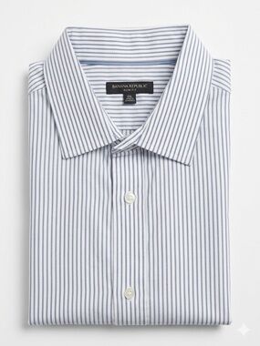 Banana Republic Slim Fit White Men’s Dress Shirt with Blue Pinstripes XXL